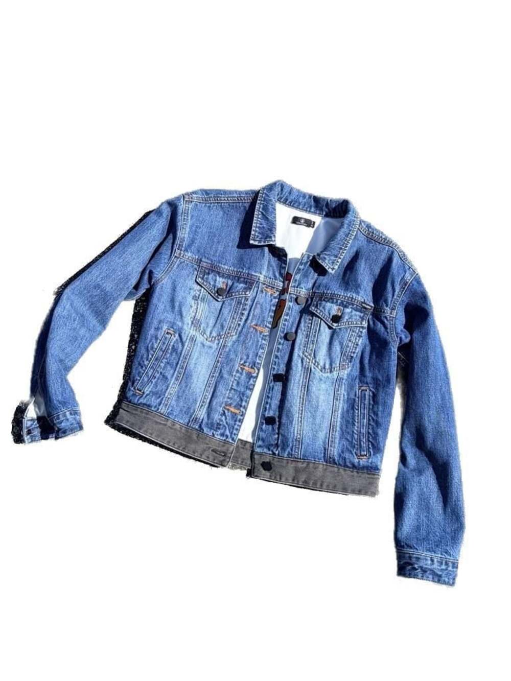 Volcom Two-Tone Denim Trucker Jacket with Interior Graphic Size S